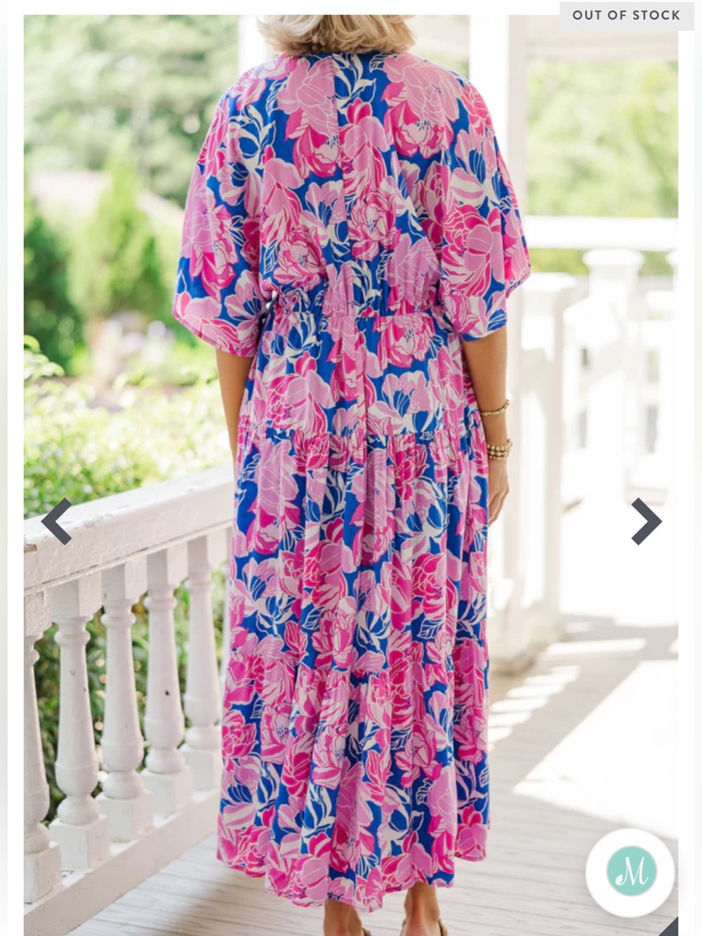 Entro Floral V-Neck Flutter Sleeve Maxi Dress Blue/Pink Size XL NWT - Picture 3 of 12